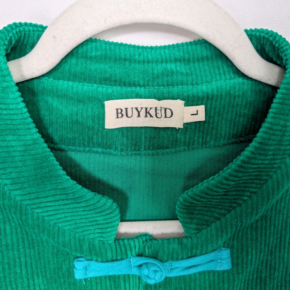 Buykud Asian Inspired Frog Toggle Buttons Corduroy Jacket Coat - Picture 7 of 11
